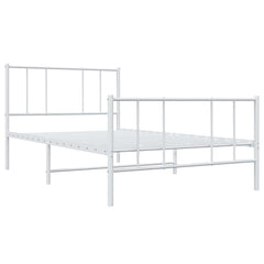 vidaXL Metal Bed Frame without Mattress with Footboard White 100x190cm 4