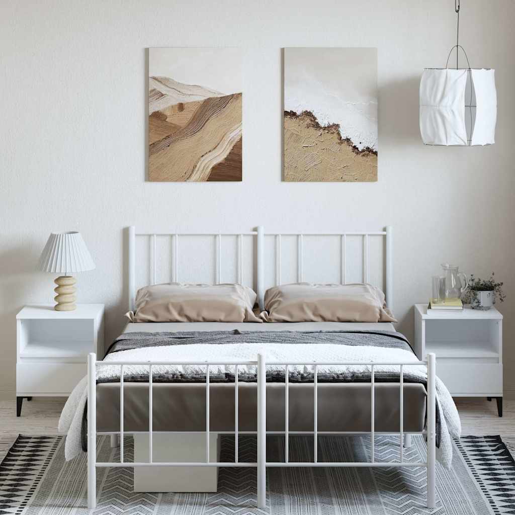 vidaXL Metal Bed Frame without Mattress with Footboard White 135x190cm 3