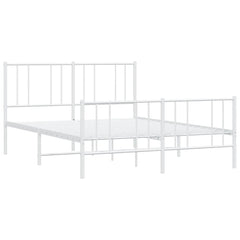 vidaXL Metal Bed Frame without Mattress with Footboard White 135x190cm 4