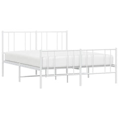 vidaXL Metal Bed Frame without Mattress with Footboard White 135x190cm 5