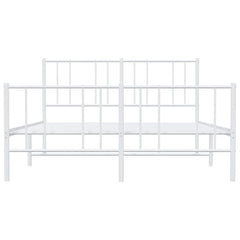 vidaXL Metal Bed Frame without Mattress with Footboard White 135x190cm 6