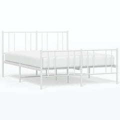 vidaXL Metal Bed Frame without Mattress with Footboard White 140x200cm 2
