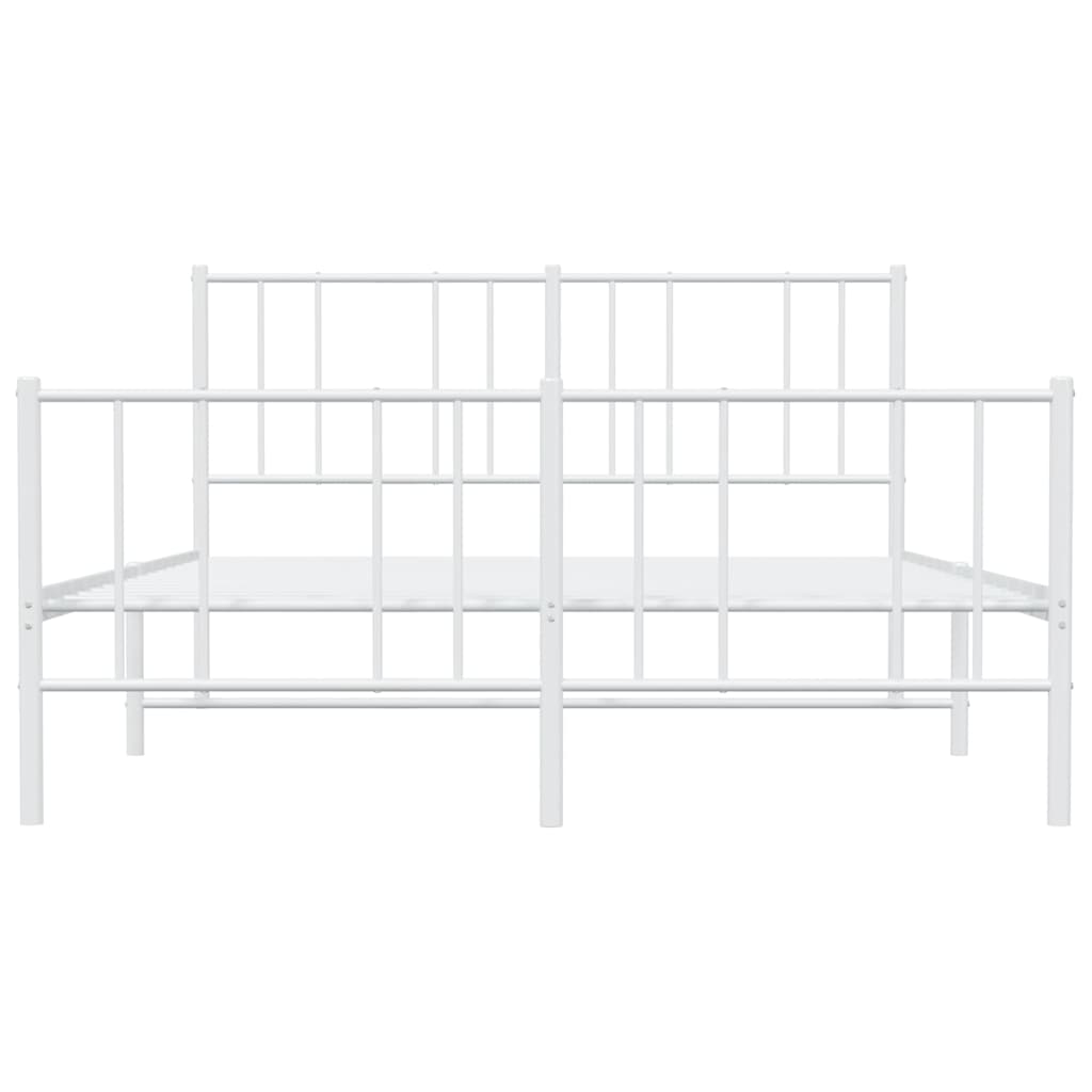 vidaXL Metal Bed Frame without Mattress with Footboard White 140x200cm 6