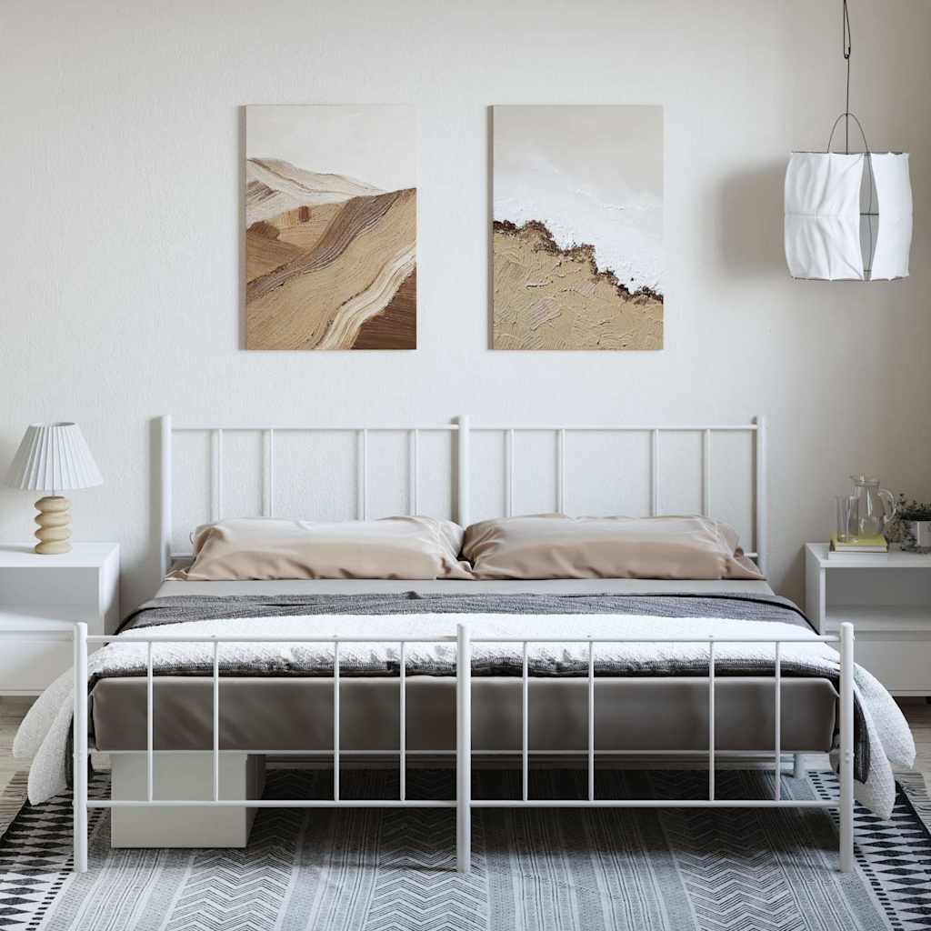 vidaXL Metal Bed Frame without Mattress with Footboard White 193x203cm 3