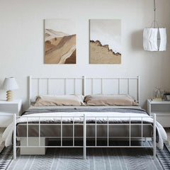 vidaXL Metal Bed Frame without Mattress with Footboard White 193x203cm 3