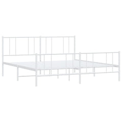 vidaXL Metal Bed Frame without Mattress with Footboard White 193x203cm 4
