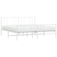 vidaXL Metal Bed Frame without Mattress with Footboard White 193x203cm 5