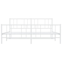 vidaXL Metal Bed Frame without Mattress with Footboard White 193x203cm 6