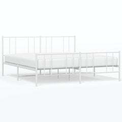 vidaXL Metal Bed Frame without Mattress with Footboard White 200x200cm 2