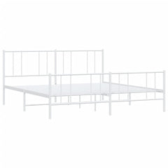 vidaXL Metal Bed Frame without Mattress with Footboard White 200x200cm 3
