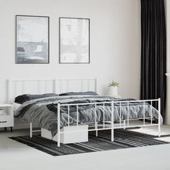 vidaXL Metal Bed Frame without Mattress with Footboard White 200x200cm 4