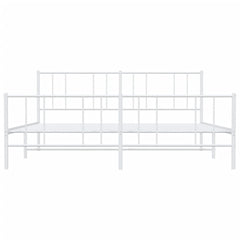 vidaXL Metal Bed Frame without Mattress with Footboard White 200x200cm 6