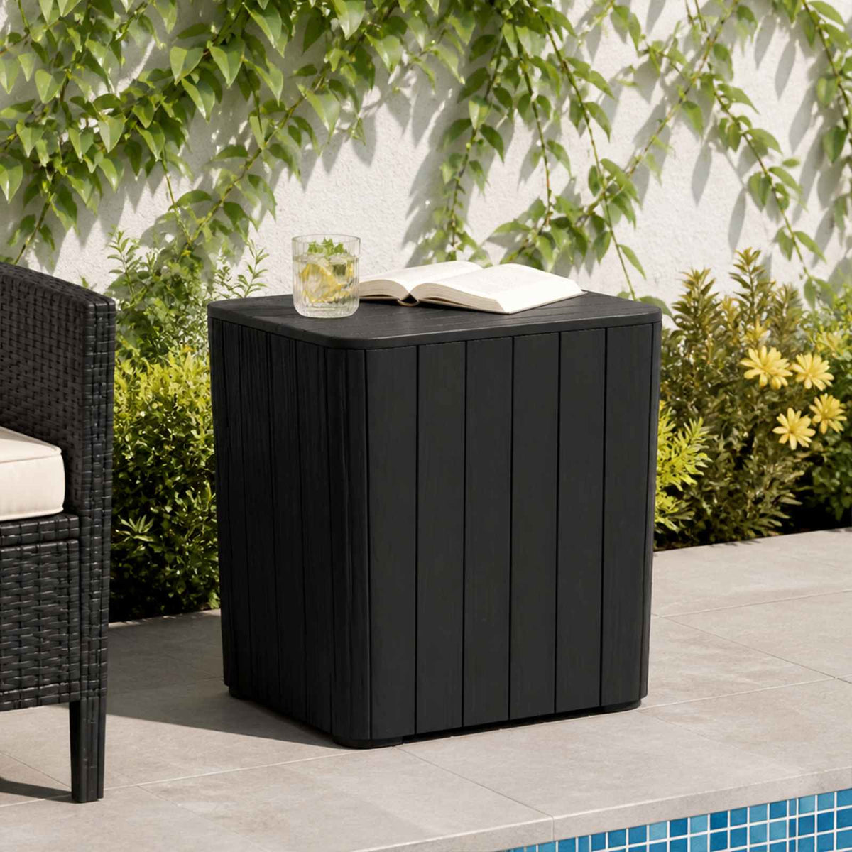 Garden Table with Removable Lid Polypropylene Black