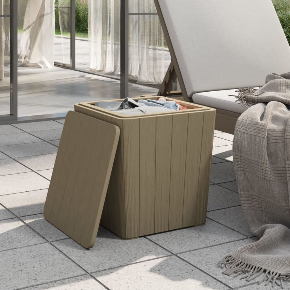 Garden Table with Removable Lid Polypropylene Brown