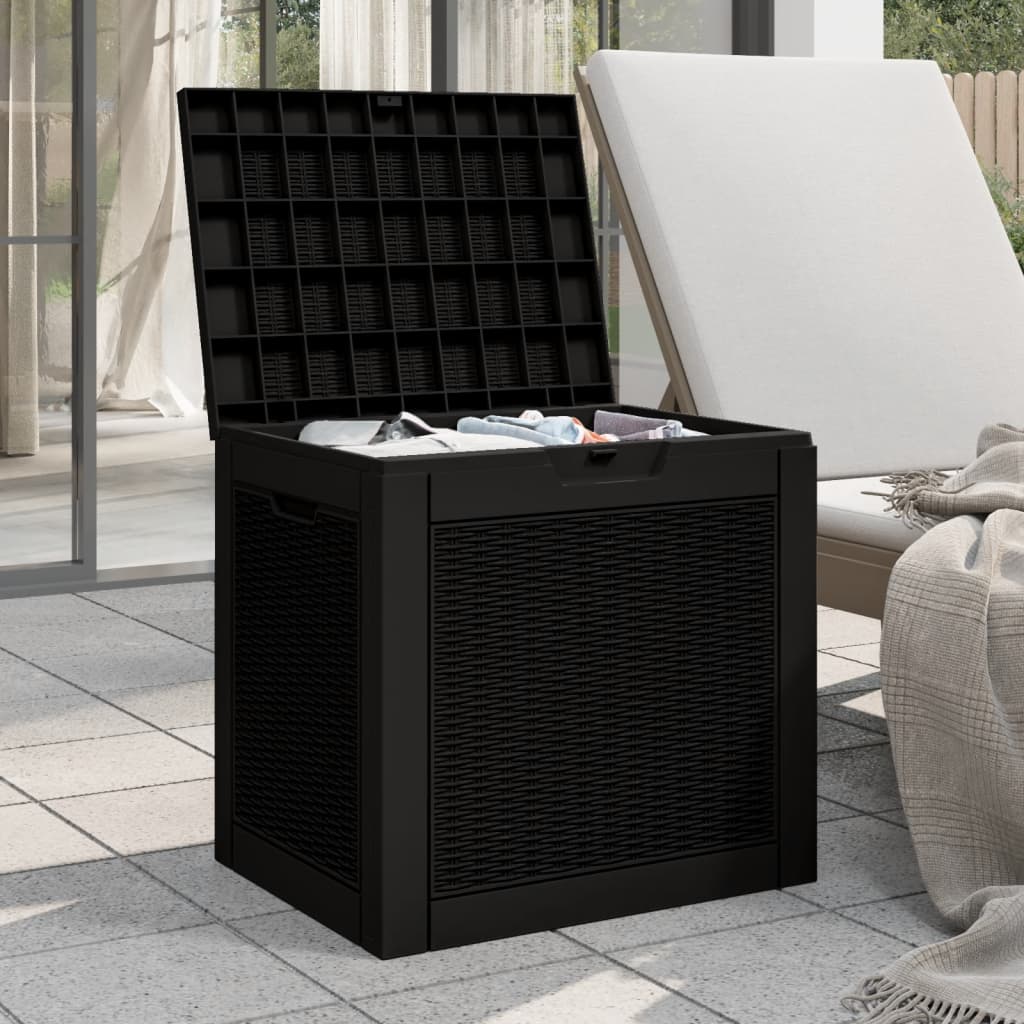 vidaXL Garden Storage Box Black 55.5x43x53 cm Polypropylene 3