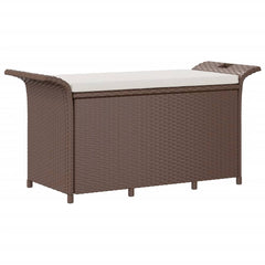 vidaXL Garden Bench with Cushion Brown 116x46x57 cm Poly Rattan 2