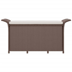 vidaXL Garden Bench with Cushion Brown 116x46x57 cm Poly Rattan 3