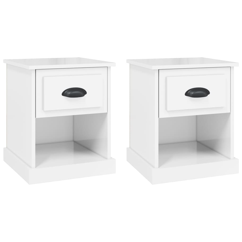 vidaXL Bedside Cabinets 2 pcs High Gloss White 39x39x47.5 cm Engineered Wood 2
