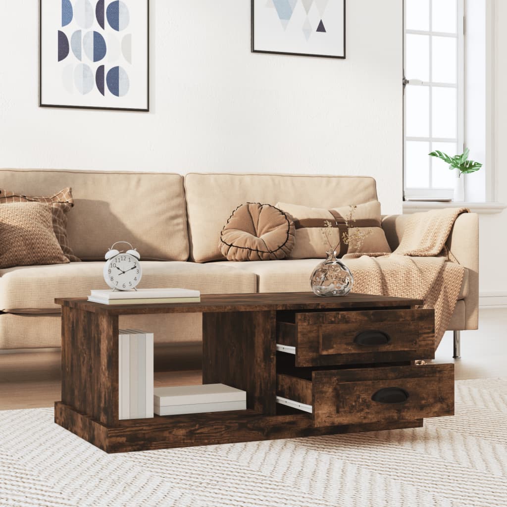 vidaXL Coffee Table Smoked Oak 90x50x35 cm Engineered Wood 3