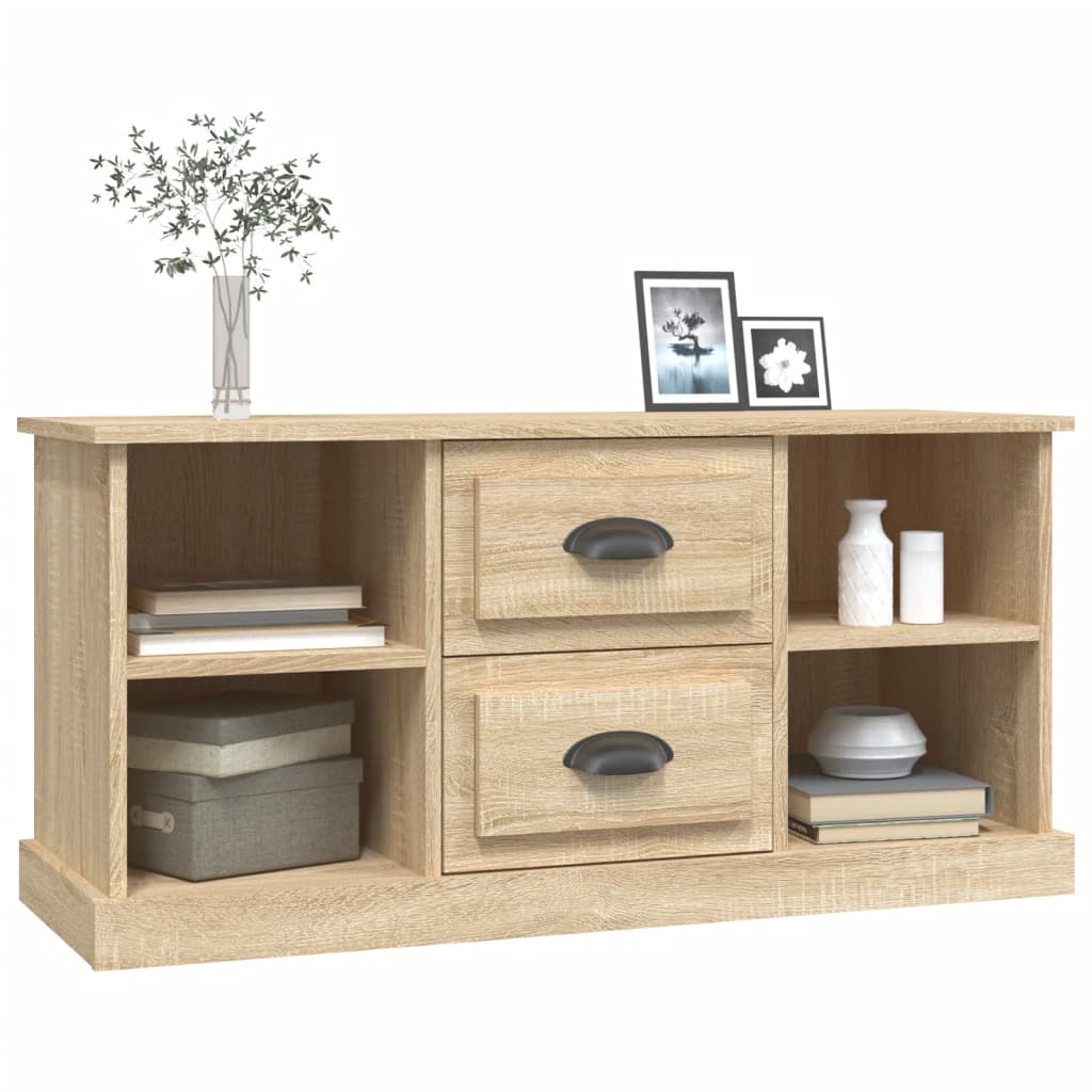 vidaXL TV Cabinet Sonoma Oak 99.5x35.5x48 cm Engineered Wood 4