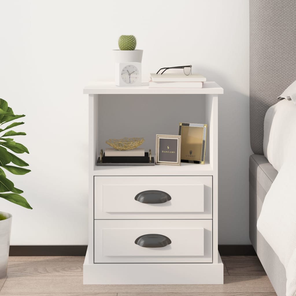 vidaXL Bedside Cabinet White 43x36x60 cm 1