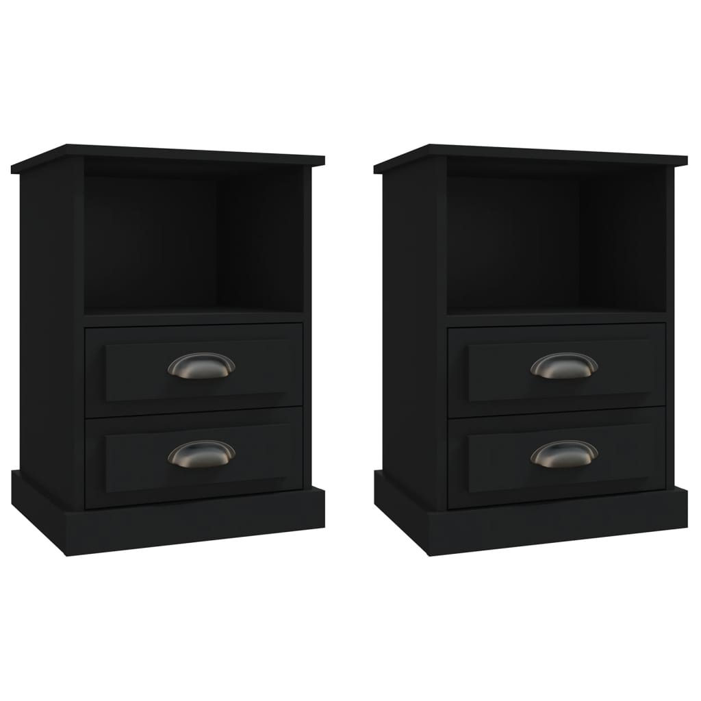 vidaXL Bedside Cabinets 2 pcs Black 43x36x60 cm 2