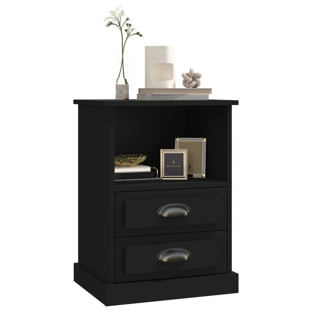 vidaXL Bedside Cabinets 2 pcs Black 43x36x60 cm 4