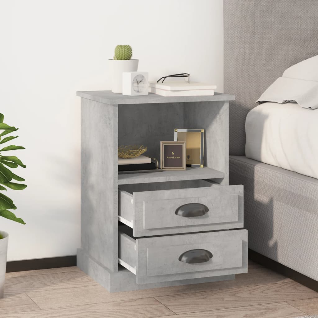 vidaXL Bedside Cabinets 2 pcs Concrete Grey 43x36x60 cm 1