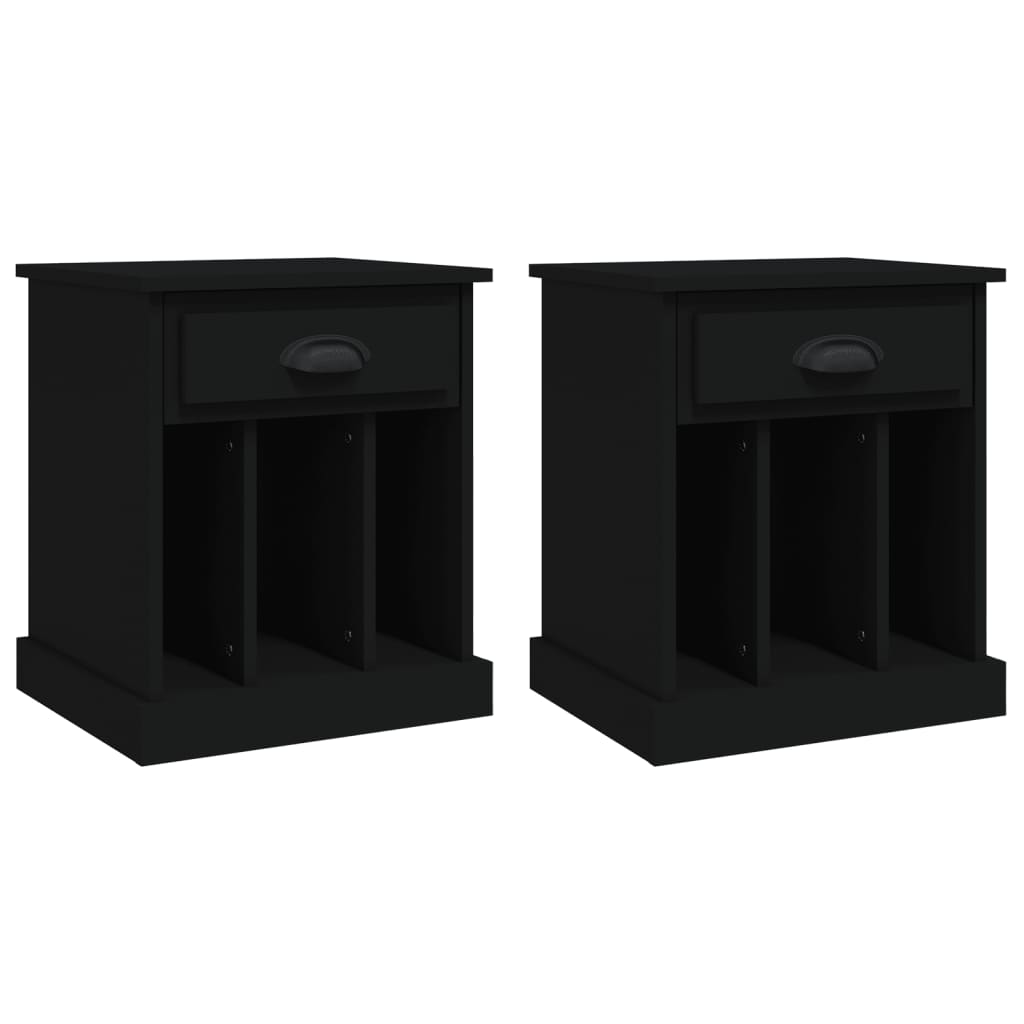 vidaXL Bedside Cabinets 2 pcs Black 43x36x50 cm 2