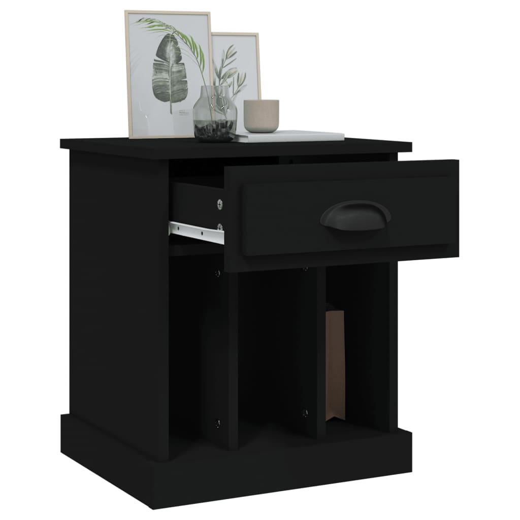 vidaXL Bedside Cabinets 2 pcs Black 43x36x50 cm 5