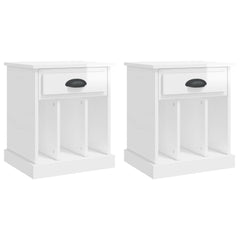 vidaXL Bedside Cabinets 2 pcs High Gloss White 43x36x50 cm 2