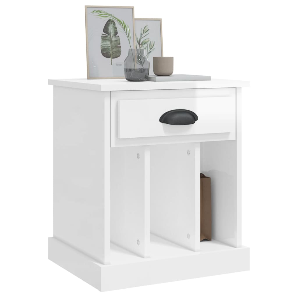 vidaXL Bedside Cabinets 2 pcs High Gloss White 43x36x50 cm 4