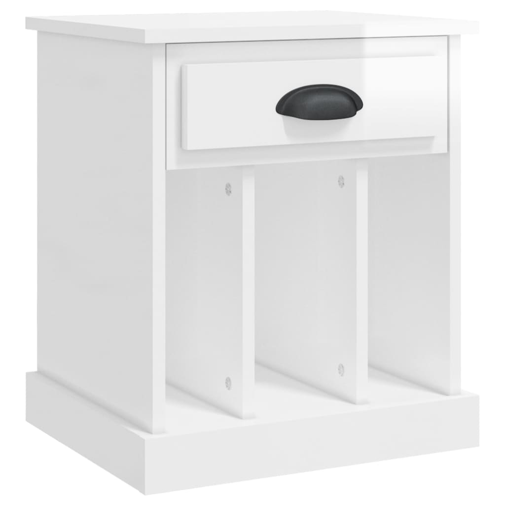 vidaXL Bedside Cabinets 2 pcs High Gloss White 43x36x50 cm 6