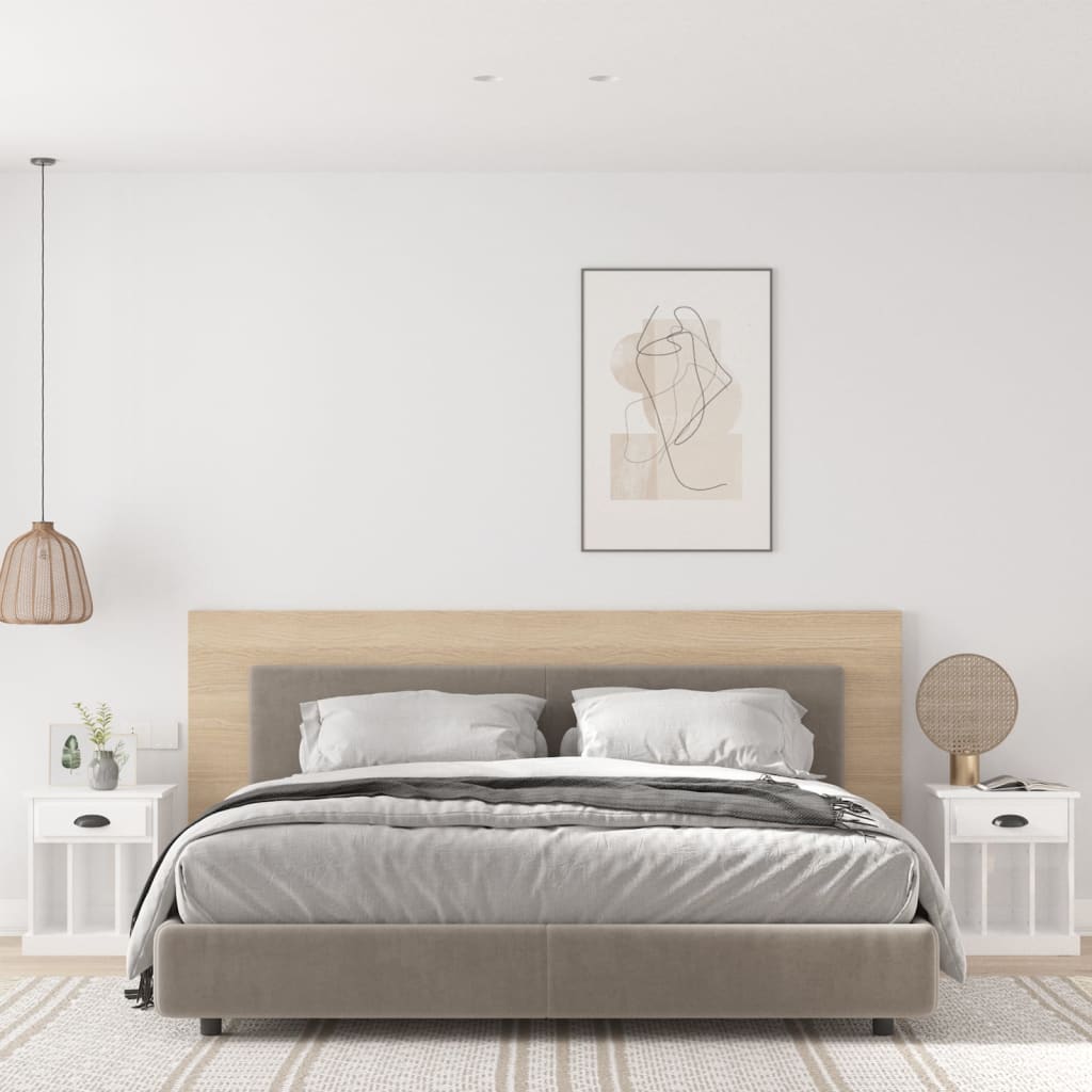 vidaXL Bedside Cabinets 2 pcs High Gloss White 43x36x50 cm 1