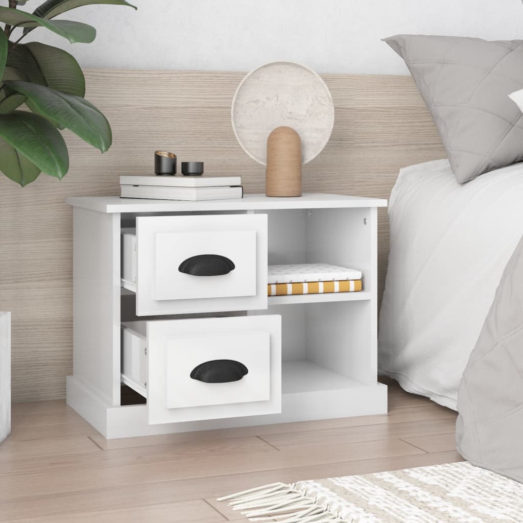 vidaXL Bedside Cabinet High Gloss White 60x35.5x45 cm 3