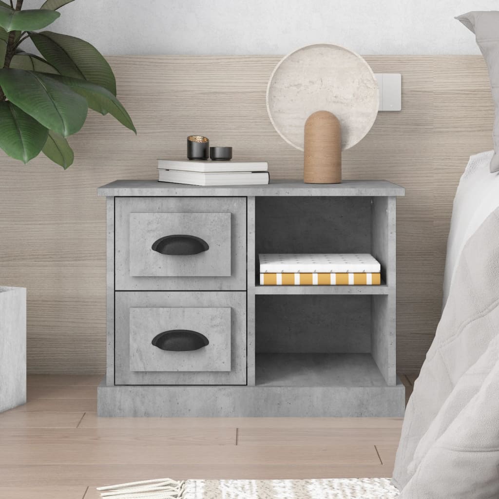 vidaXL Bedside Cabinet Concrete Grey 60x35.5x45 cm 1