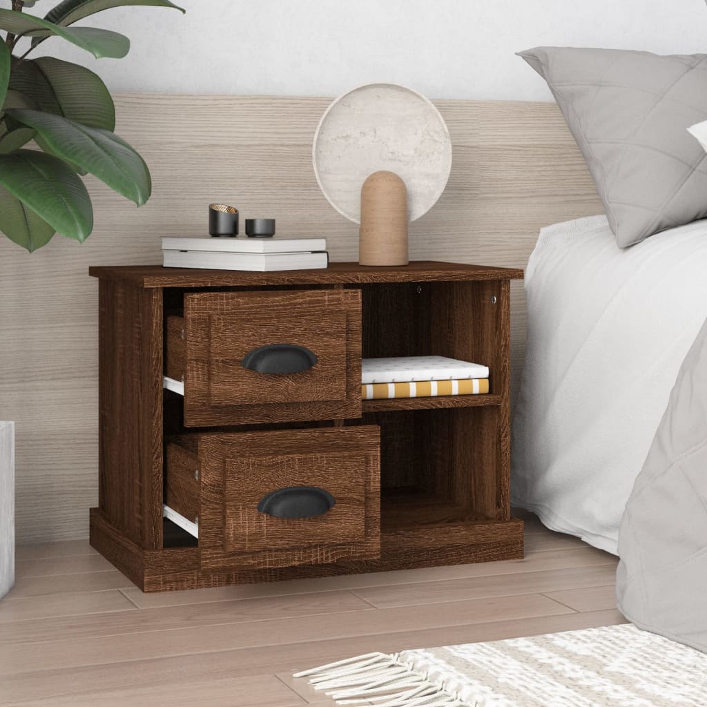 vidaXL Bedside Cabinet Brown Oak 60x35.5x45 cm 3