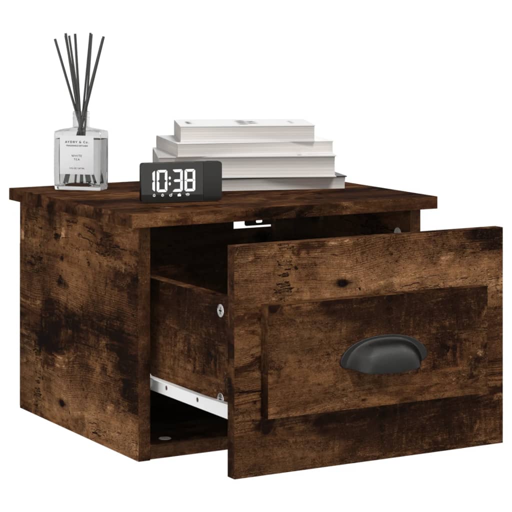vidaXL Wall-mounted Bedside Cabinets 2 pcs Smoked Oak 41.5x36x28cm 4