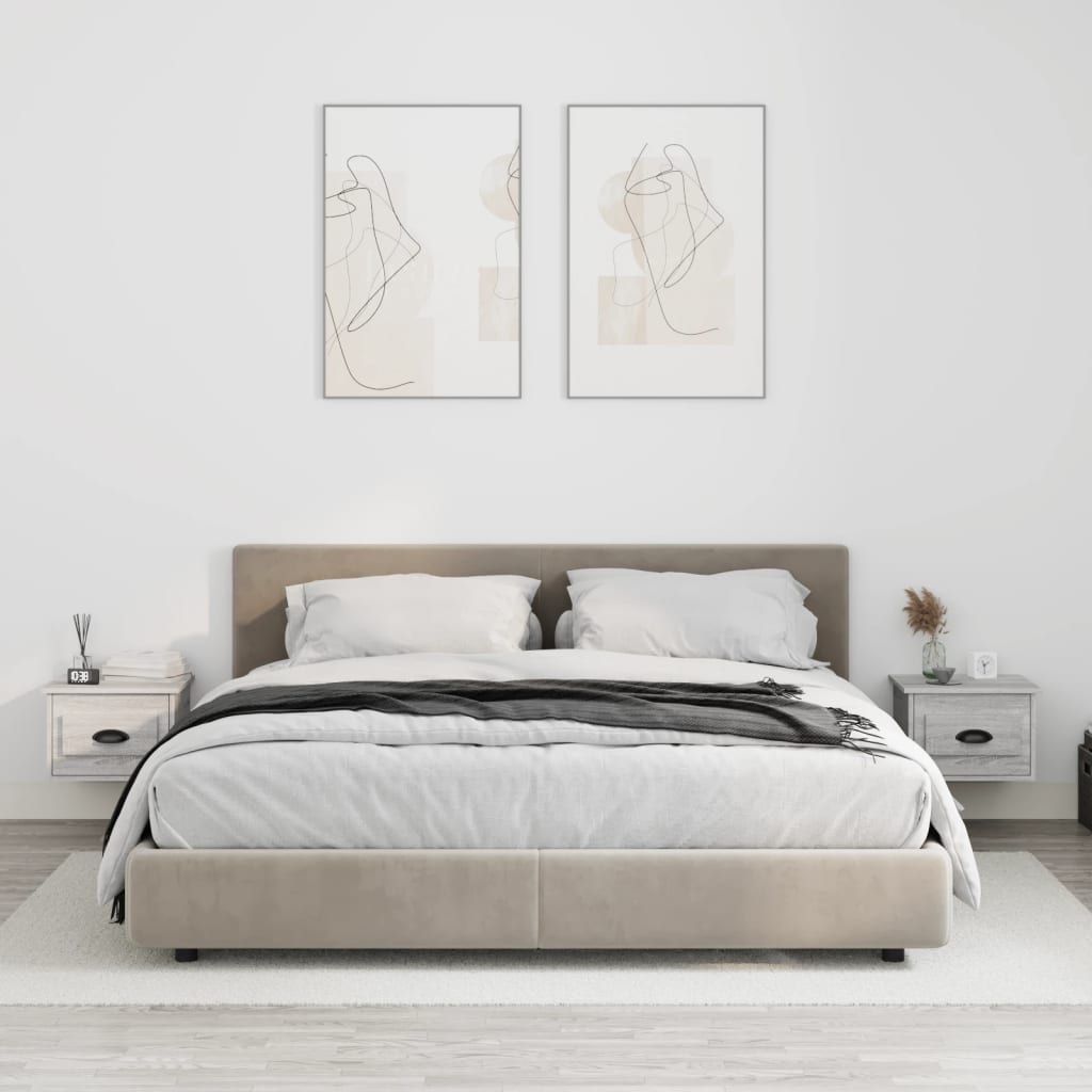 vidaXL Wall-mounted Bedside Cabinets 2 pcs Grey Sonoma 41.5x36x28cm 1