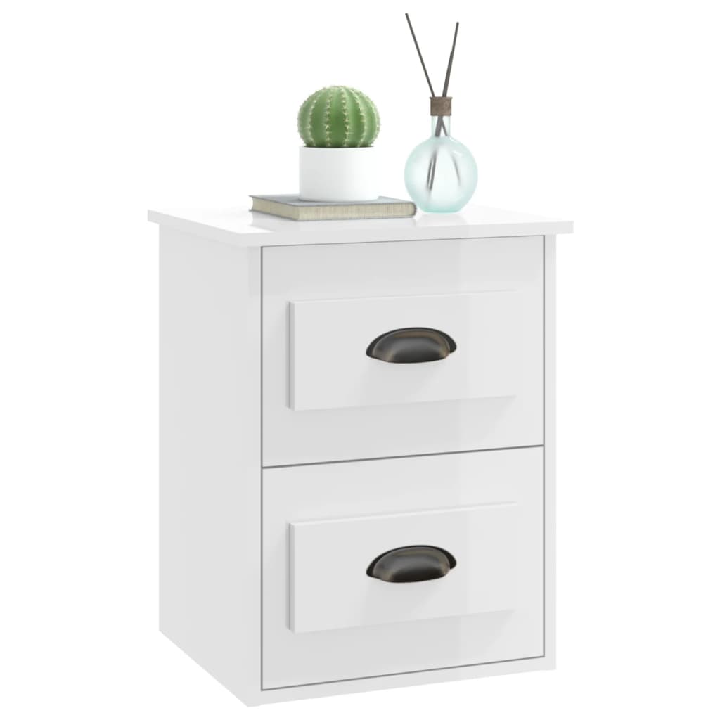 vidaXL Wall-mounted Bedside Cabinet High Gloss White 41.5x36x53cm 4
