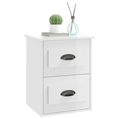 vidaXL Wall-mounted Bedside Cabinet High Gloss White 41.5x36x53cm 4