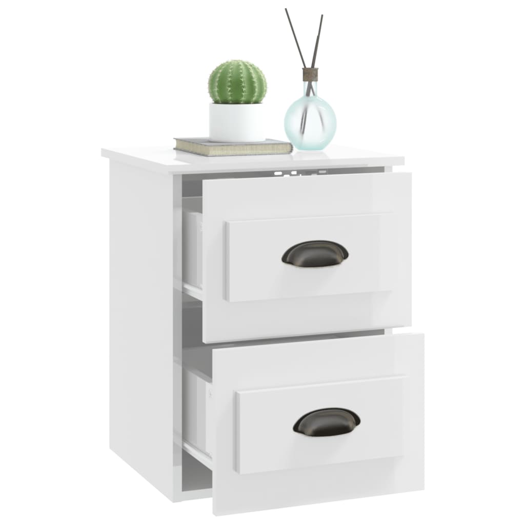 vidaXL Wall-mounted Bedside Cabinet High Gloss White 41.5x36x53cm 5