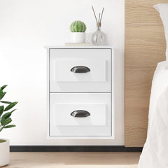 Wall-mounted Bedside Cabinet in High Gloss White