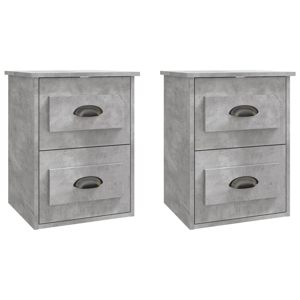 vidaXL Wall-mounted Bedside Cabinets 2 pcs Concrete Grey 41.5x36x53cm 2