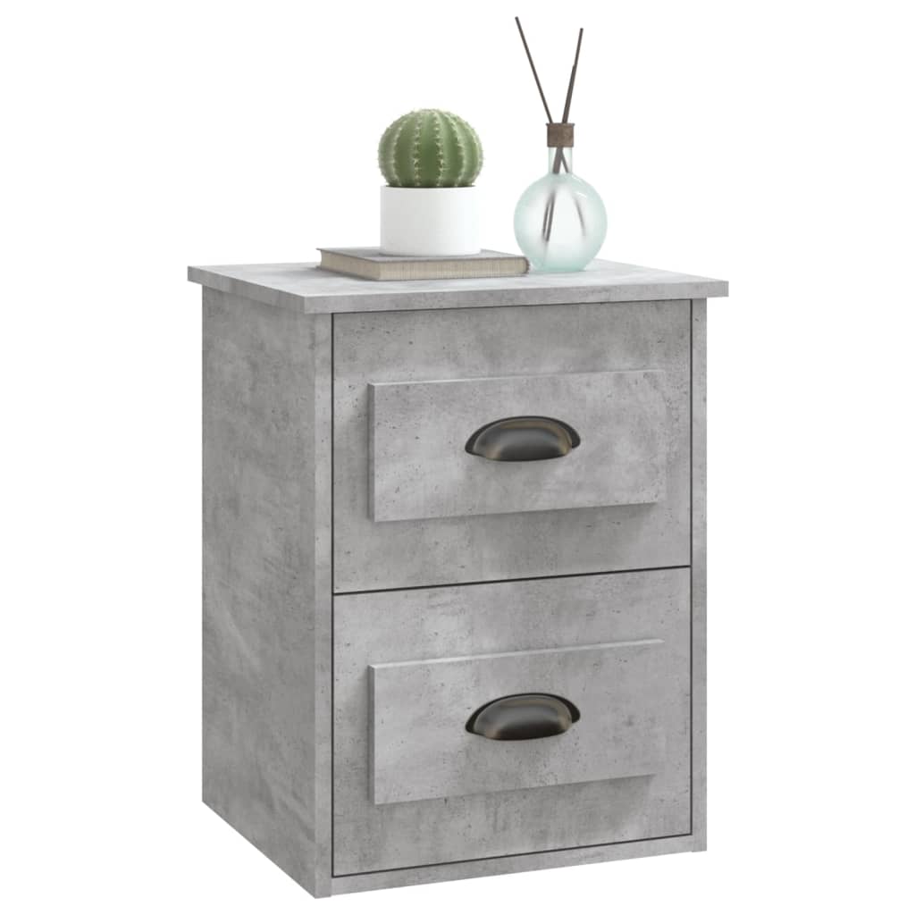 vidaXL Wall-mounted Bedside Cabinets 2 pcs Concrete Grey 41.5x36x53cm 5