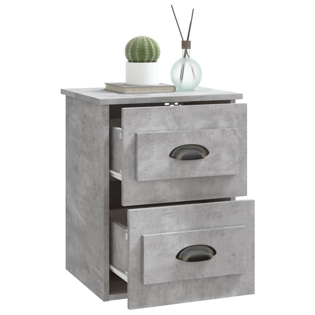 vidaXL Wall-mounted Bedside Cabinets 2 pcs Concrete Grey 41.5x36x53cm 6
