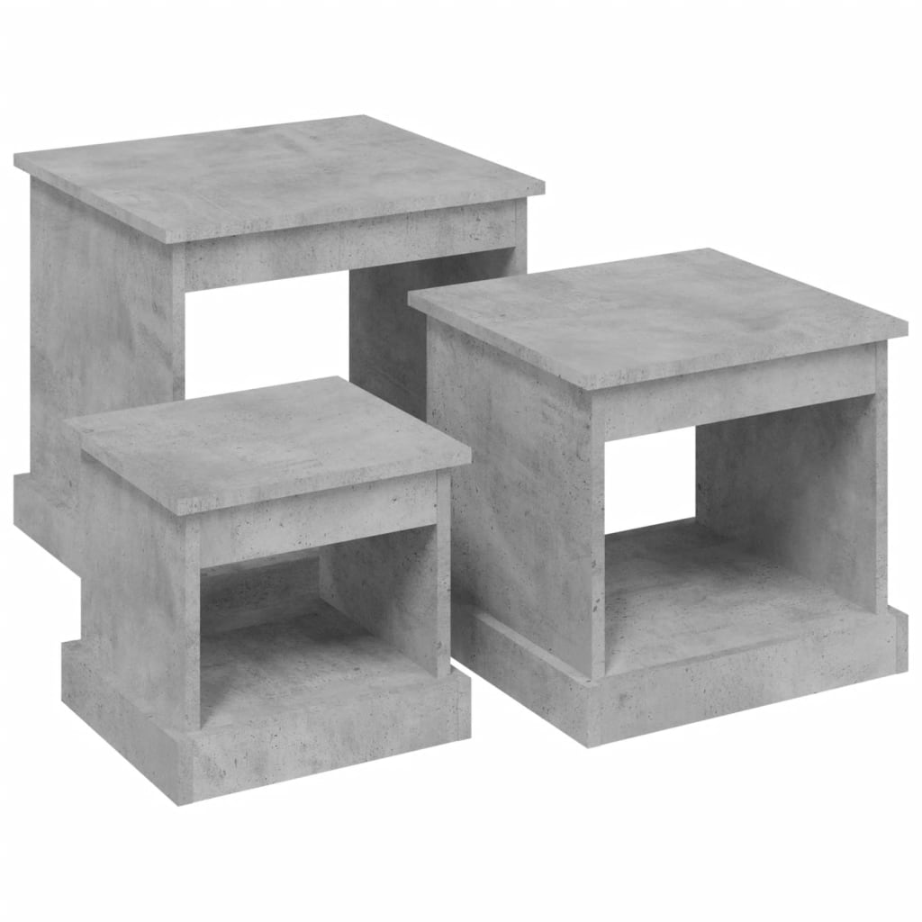 vidaXL Coffee Tables 3 pcs Concrete Grey Engineered Wood 2
