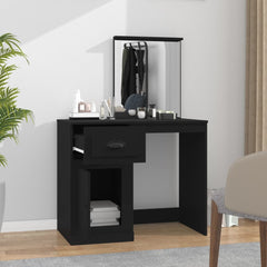 vidaXL Dressing Table with Mirror Black 90x50x132.5 cm Engineered Wood 3