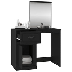 vidaXL Dressing Table with Mirror Black 90x50x132.5 cm Engineered Wood 5