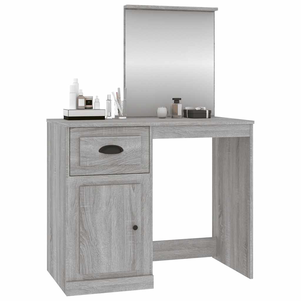 vidaXL Dressing Table with Mirror Grey Sonona 90x50x132.5 cm Engineered Wood 4